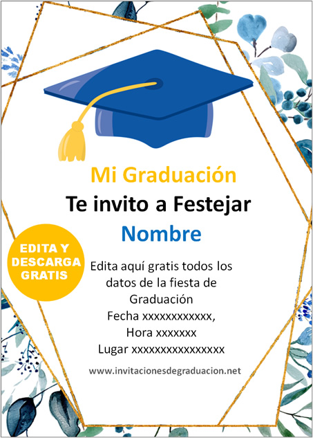 Las Mejores Invitaciones de Graduación Universitaria para editar gratis